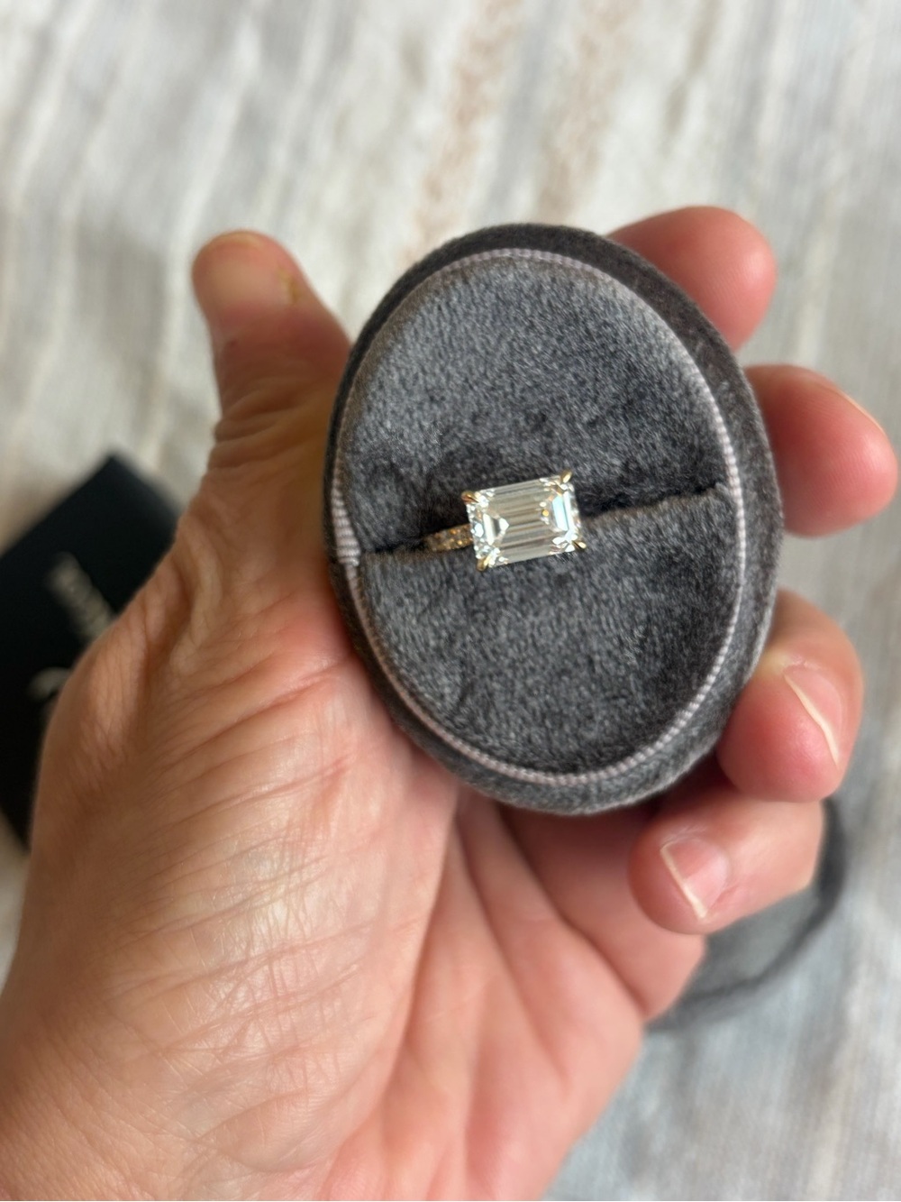 Emerald-Cut White Stone Ring in Silver-Tone Setting
